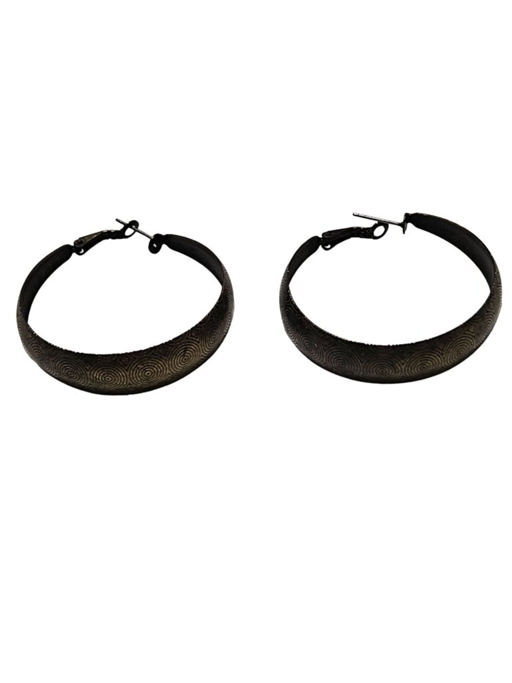 Vintage Brass Hoop Earrings Intricate Spiral Design Retro Fashion Jewelry Women